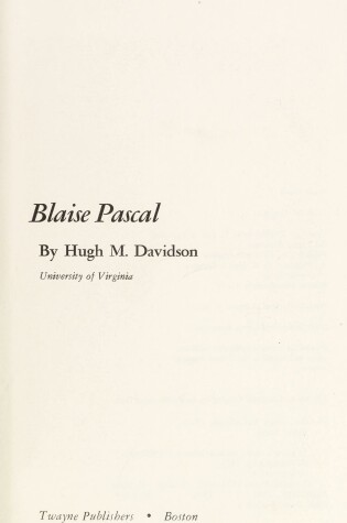 Cover of Blaise Pascal