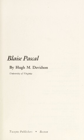 Book cover for Blaise Pascal