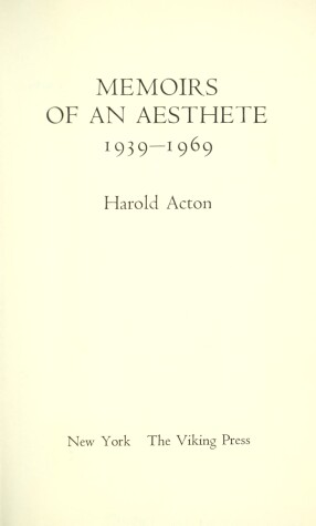 Book cover for Memoirs of an Aesthete