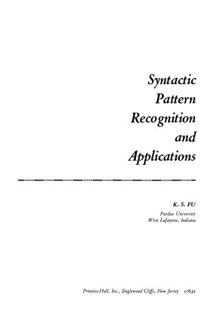 Cover of Syntactic Pattern Recognition and Applications