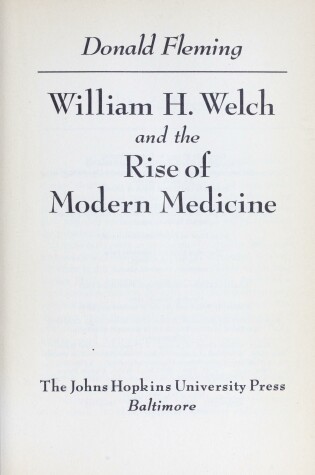 Cover of William H Welch: Rise Mod Med Pb