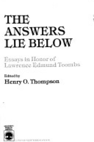 Cover of The Answers Lie Below