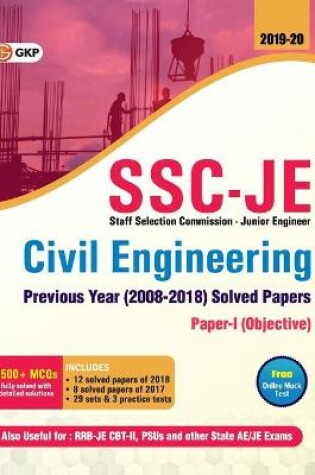 Cover of SSC JE Civil Engineering for Junior Engineers Previous Year's Solved Papers (2008-18), 2018-19 for Paper I