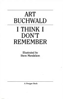 Book cover for I Think I Don't Remember