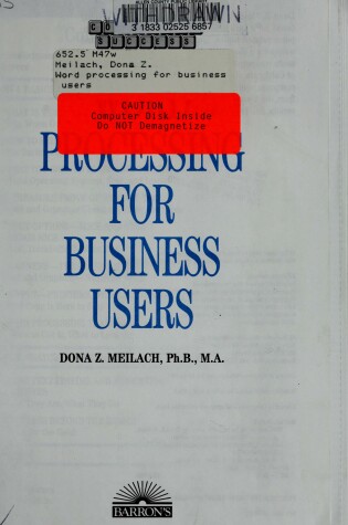 Cover of Word Processing for Business Users