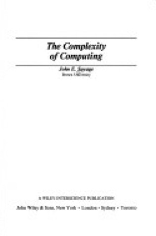 Cover of The Complexity of Computing