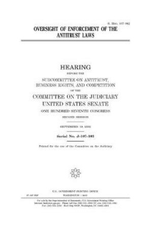 Cover of Oversight of enforcement of the antitrust laws