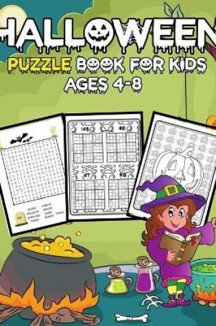 Cover of Halloween Puzzle Book For Kids Ages 4-8