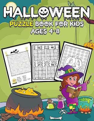 Book cover for Halloween Puzzle Book For Kids Ages 4-8