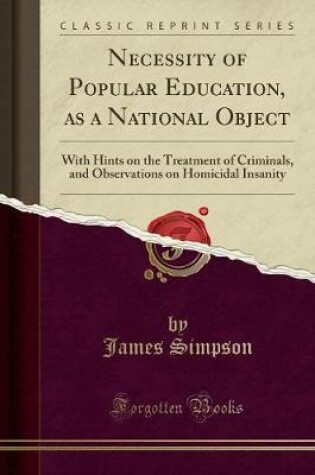 Cover of Necessity of Popular Education, as a National Object