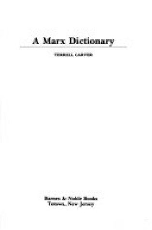 Cover of A Marx Dictionary