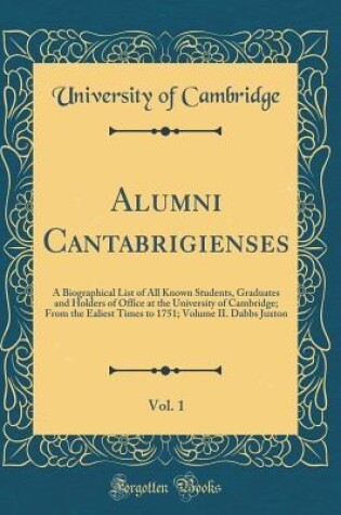 Cover of Alumni Cantabrigienses, Vol. 1