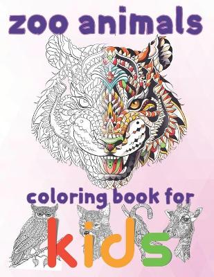 Book cover for zoo animals coloring book for kids