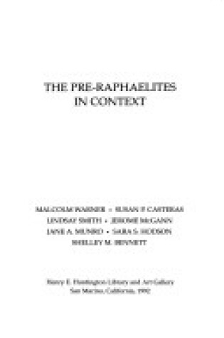 Cover of The Pre-Raphaelites in Context
