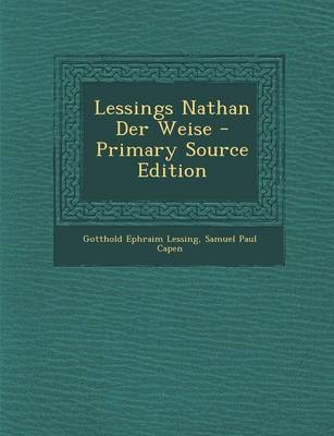Book cover for Lessings Nathan Der Weise - Primary Source Edition