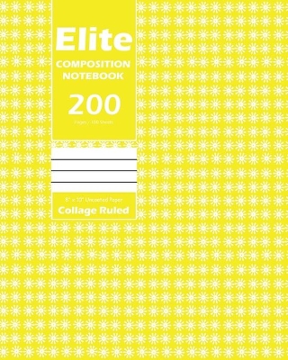 Book cover for Elite Composition Notebook, Collage Ruled 8 x 10 Inch, Large 100 Sheet, Yellow Cover