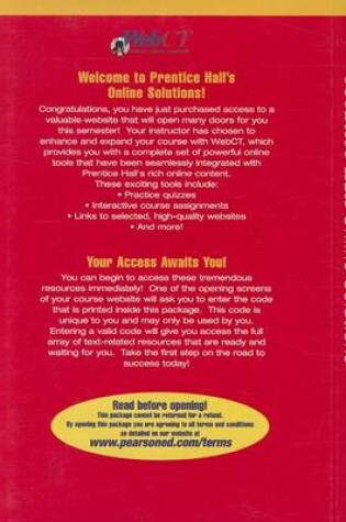 Cover of WebCT Standard Access Code Card