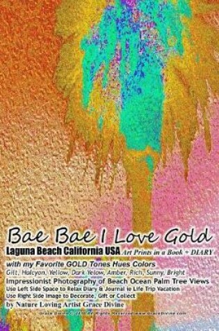 Cover of Bae Bae I Love Gold Laguna Beach California USA Art Prints in a Book + DIARY with my Favorite GOLD Tones Hues Colors Gilt, Halcyon, Yellow, Dark Yelow, Amber, Rich, Sunny, Bright Impressionist Photography of Beach Ocean Palm Tree Views