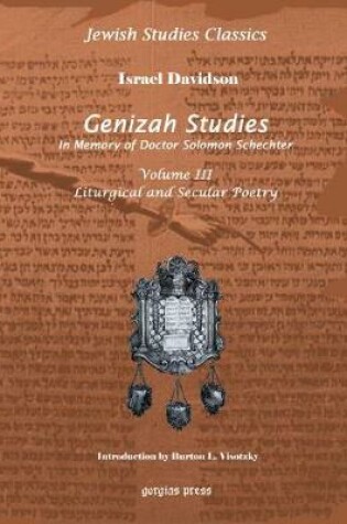 Cover of Genizah Studies in Memory of Doctor Solomon Schechter (Vol 3)