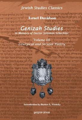 Book cover for Genizah Studies in Memory of Doctor Solomon Schechter (Vol 3)