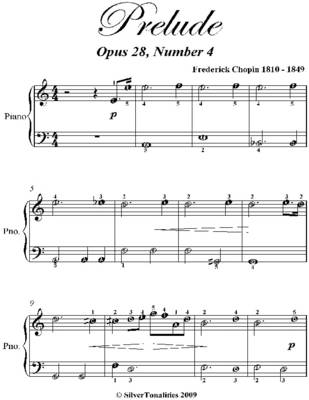 Book cover for Prelude Opus 28 Number 4 Easiest Piano Sheet Music