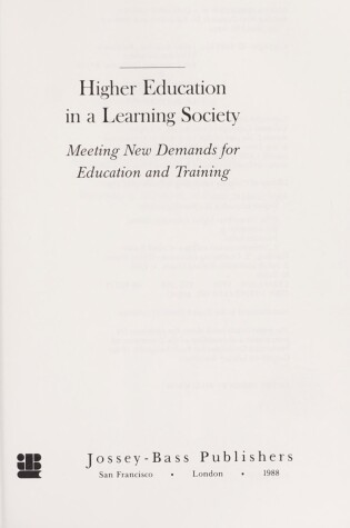 Cover of Higher Education in a Learning Society