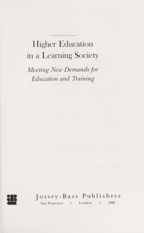 Book cover for Higher Education in a Learning Society