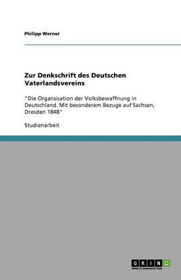 Book cover for Zur Denkschrift des Deutschen Vaterlandsvereins