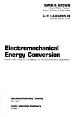 Cover of Electromechanical Energy Conversion