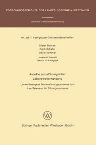 Cover of Aspekte Sozialoekologischer Lebenswelterkundung