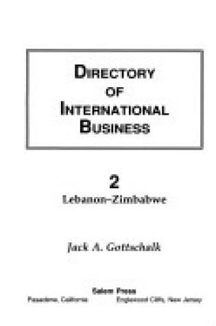 Cover of Directory of International Bus 1994 2 Vols