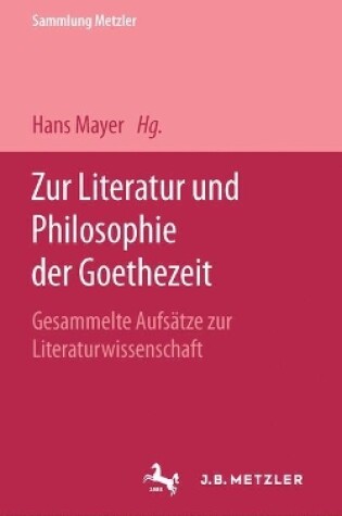 Cover of Zur Literatur und Philosophie der Goethezeit