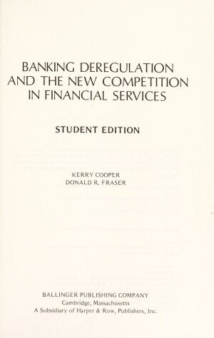 Book cover for Banking Deregulation and the New Competition in Financial Services