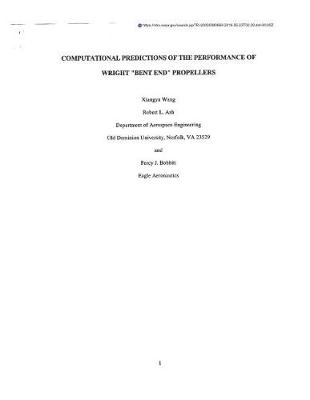 Book cover for Computational Predictions of the Performance Wright 'bent End' Propellers