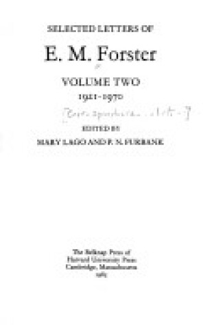 Cover of Selected Letters of E M Forster 1921-1970 V 2