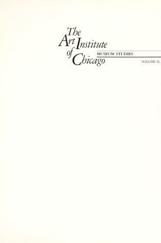 Cover of The Art Institute of Chicago Museum Studies, Volume 15, Number 1