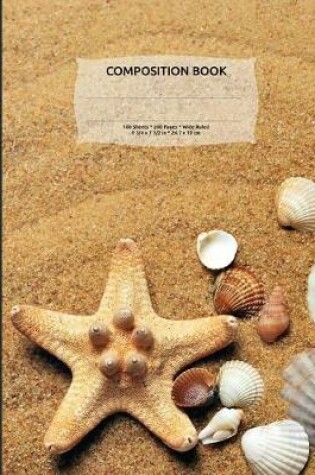 Cover of Sand & Seashells Composition Notebook, Wide Ruled
