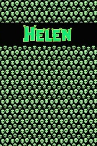 Cover of 120 Page Handwriting Practice Book with Green Alien Cover Helen