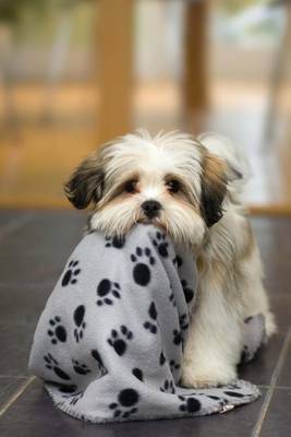 Book cover for Cute Lhasa Apso Puppy with Blanket Journal