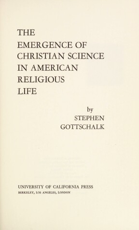 Cover of Emergence of Christian Science in American Religious Life