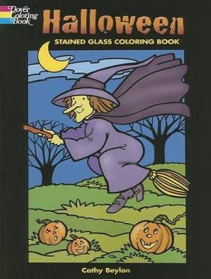 Book cover for Halloween Stained Glass Coloring Book