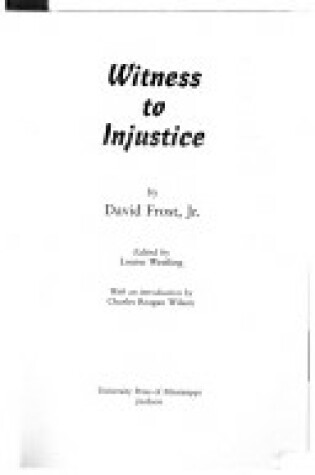 Cover of Witness to Injustice