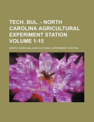 Book cover for Tech. Bul. - North Carolina Agricultural Experiment Station Volume 1-15