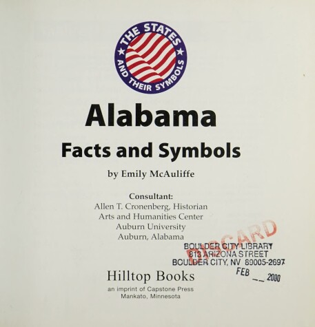 Book cover for Alabama Facts and Symbols