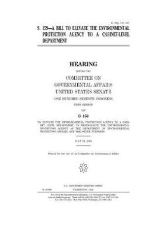 Cover of S. 159, a bill to elevate the Environmental Protection Agency to a cabinet-level department