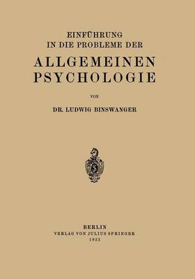 Book cover for Einfuhrung in Die Probleme Der Allgemeinen Psychologie