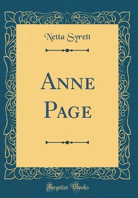 Book cover for Anne Page (Classic Reprint)