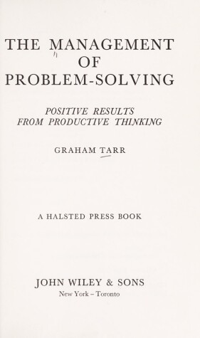 Book cover for Management of Problem Solving