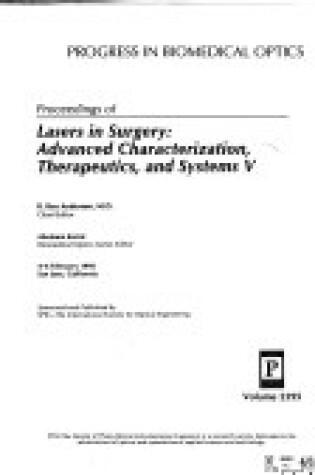 Cover of Lasers In Surgery Advanced Characterization Ther