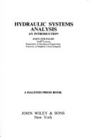 Cover of Stringer: *Hydraulic* Systems Analysis